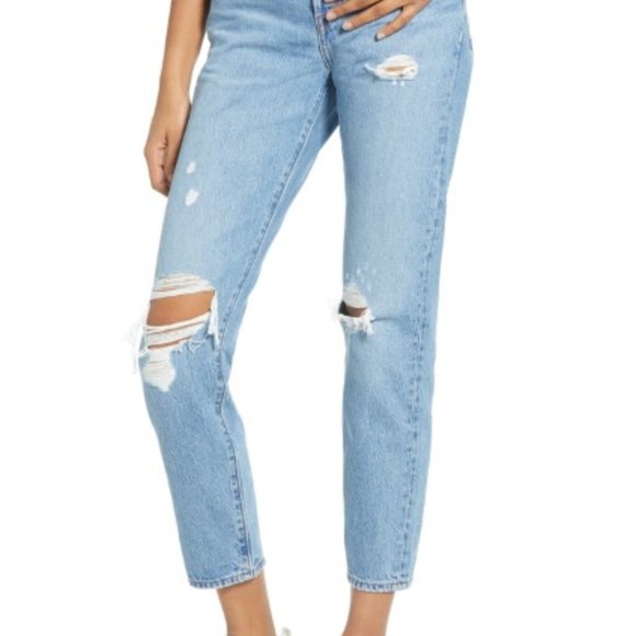 Levi's Wedgie Icon Fit Ripped Straight Leg Jeans - Picture 2 of 5
